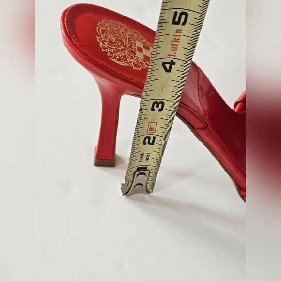 Vince Camuto size 8 red leather brelanie braided strap slide sandals hee… - Picture 2 of 10